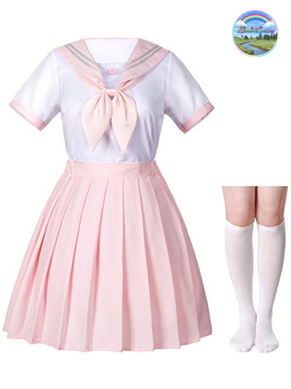 Japanese Sailor School Uniform Cosplay Costume Set Pleated Skirt 5-Piece